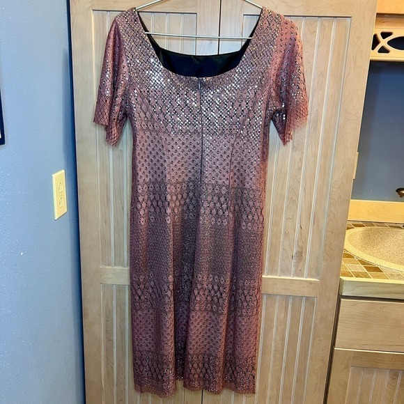 Elegant Lace Mini Dress in Mauve - Picture 2 of 16